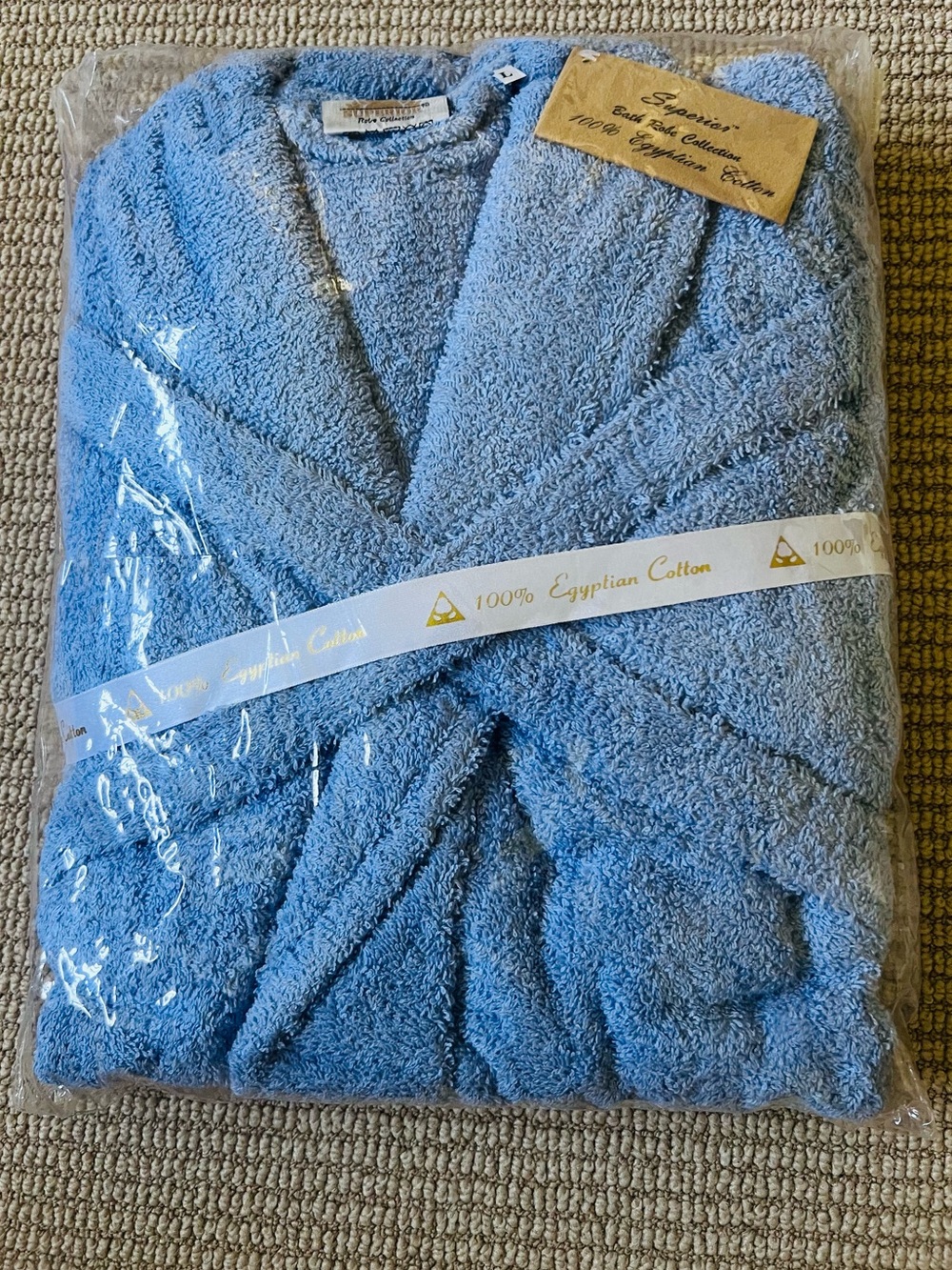 Egyptian Cotton Plush Bathrobe - Blue